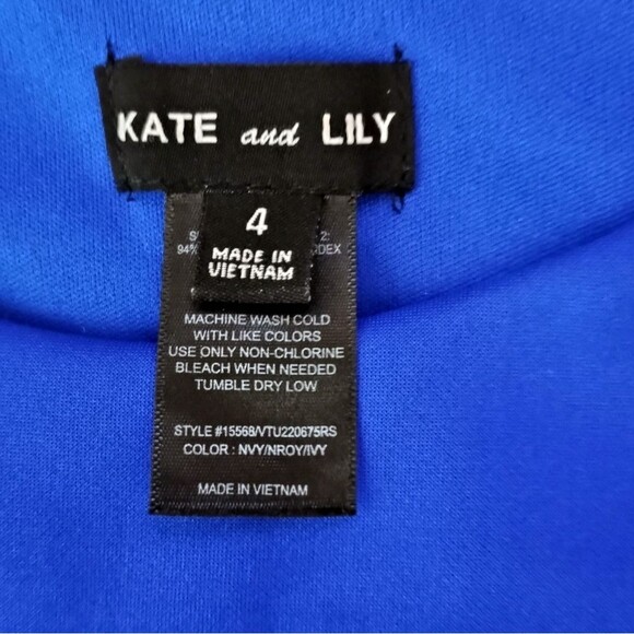 Kate & Lily Women's Elegant Navy Blue and White Sleeveless Dress Size 4 - Picture 4 of 4